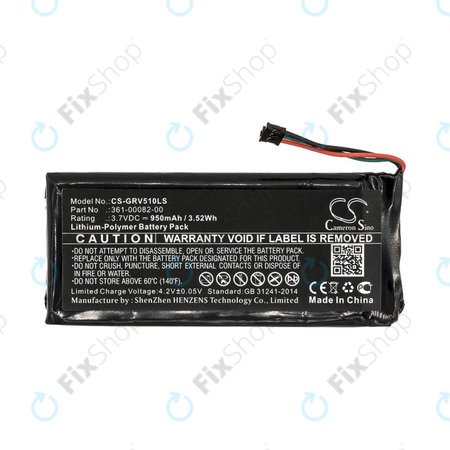 Batterie pour Garmin Varia TL, RTL510, Varia RTL501, 950mAh, Li-Pol, 3.7V, 361-00082-00, HQ