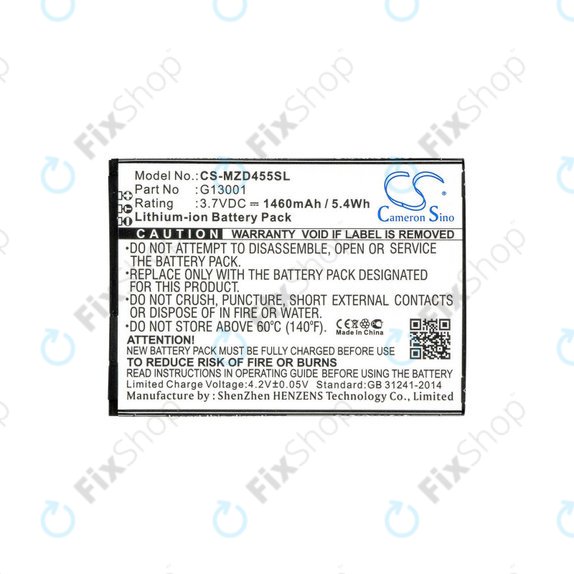 Batterie pour Navon Mizu D455, 1460mAh, Li-Ion, 3.7V, G13001, HQ