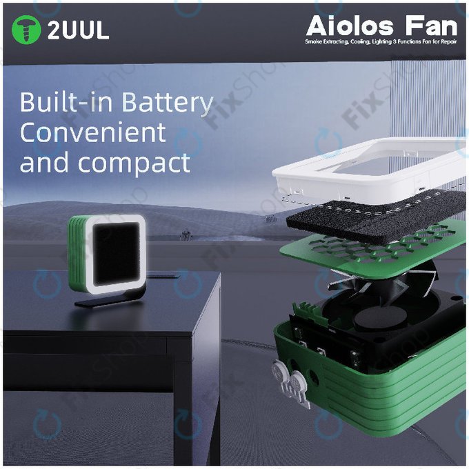 Extracteur de fumée et ventilateur de refroidissement avec éclairage LED, 2UUL DA98