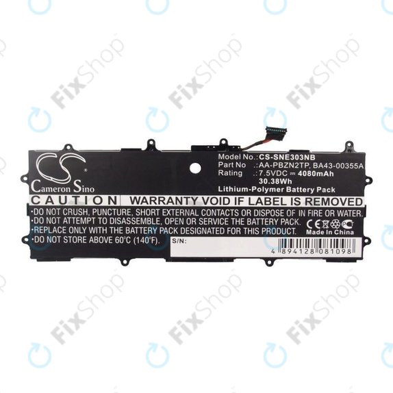 Batterie pour Samsung Chromebook Series 3, 4080mAh, Li-Pol, 7.5V, AA-PBZN2TP, HQ