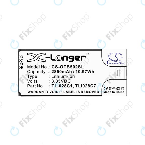 Batterie pour Alcatel 1b 2020, Alcatel Ot-5002a, 2850mAh, Li-Ion, 3.85V, TLI028C1, HQ