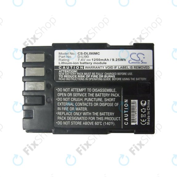 Batterie pour Pentax 645d, K-5, 1250mAh, Li-Ion, 7.4V, D-LI90, HQ