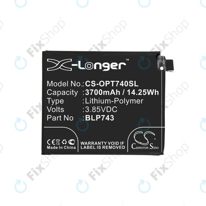 Batterie pour OnePlus 7T, 3700mAh, Li-Pol, 3.85 V, BLP743, HQ