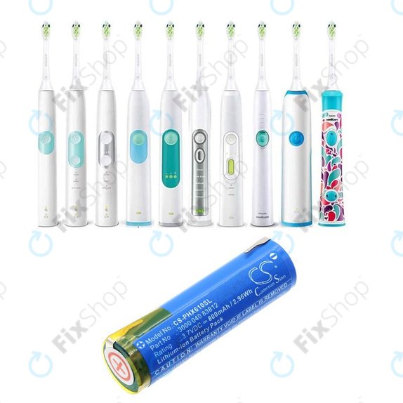 Batterie pour Oral-B Genius X, Philips HX6100 Series, 800mAh, Li-Ion, 3.7V, 3000 040 83812, HQ