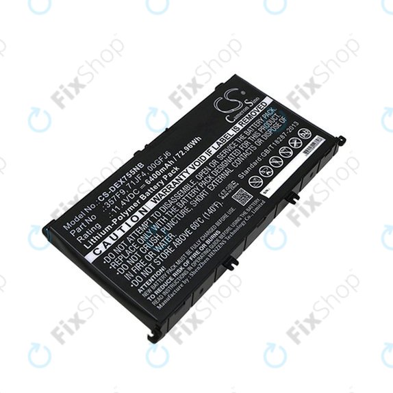 Batterie pour Dell Inspirion 15, 6400mAh, Li-Pol, 11.4V, 357F9, HQ