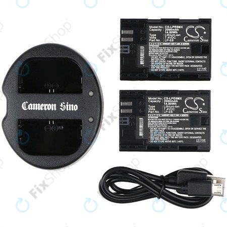 2 batteries avec chargeur pourCanon EOS 5D Mark II, EOS 7D, 2000mAh, Li-Ion, 7.4V, LP-E6, HQ