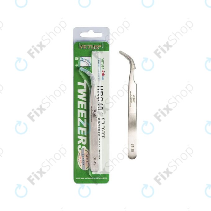 Vetus ST-15 - Pince à épiler professionnelle en métal à pointe incurvée (120 mm)