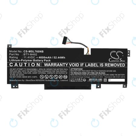 Batterie pour MSI Pulse GL76, Katana GF66, Bravo 15, Crosshair 17, 4600mAh, Li-Pol, 11.4V, BTY-M492, HQ