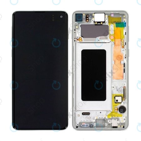 Samsung Galaxy S10 G973F - Écran LCD + Écran Tactile + Cadre (Blanc Prisme) - GH82-18850B, GH82-18835B Genuine Service Pack