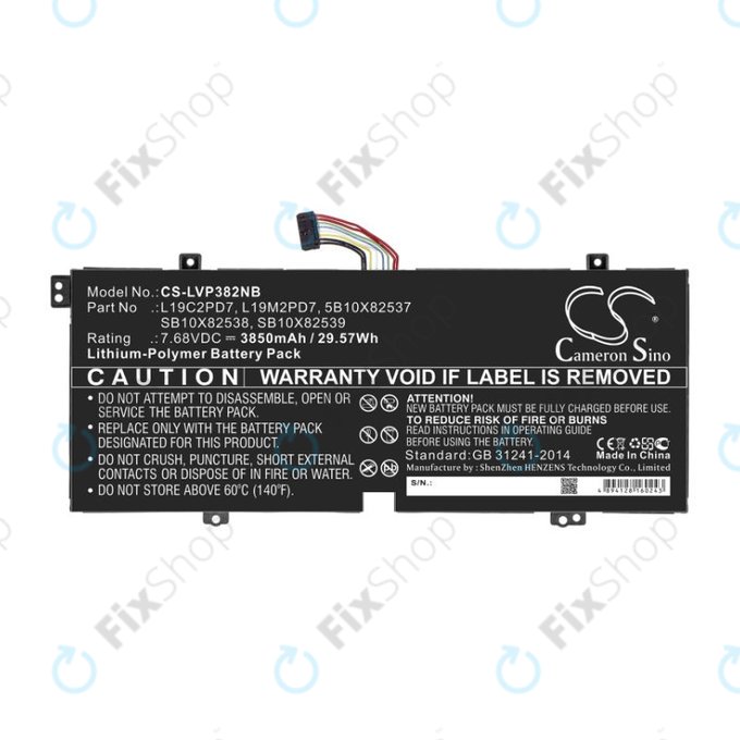 Batterie pour Lenovo IdeaPad 3, Duet 3, 3850mAh, Li-Pol, 7.68V, L19C2PD7, HQ