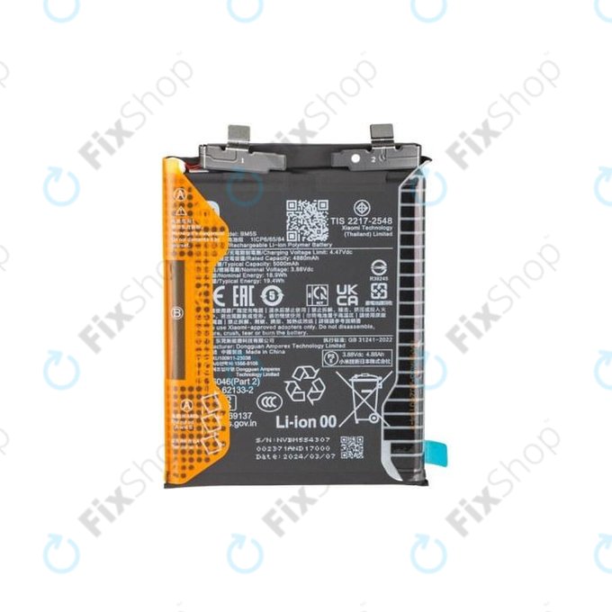 Batterie pour Xiaomi 13T Pro, 5000mAh, BM5S, 1330103000035B, Genuine Service Pack