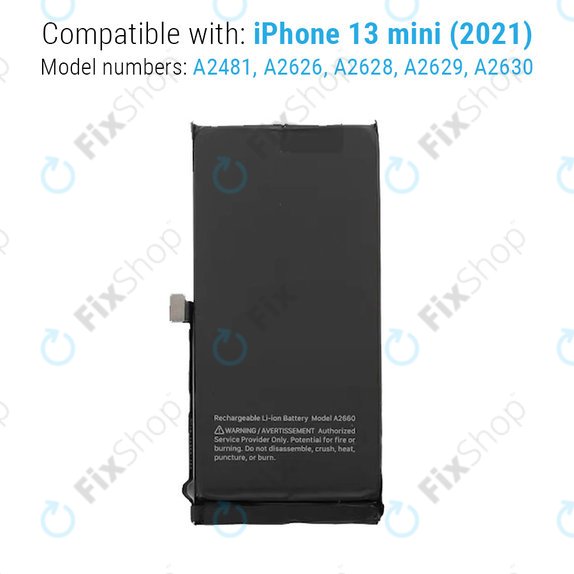 Batterie pour iPhone 13 Mini, 2406mAh
