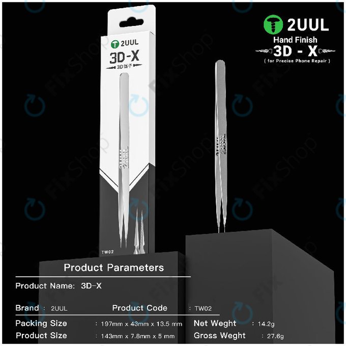 Pincette de précision, finition manuelle 3D-X, 2UUL TW02