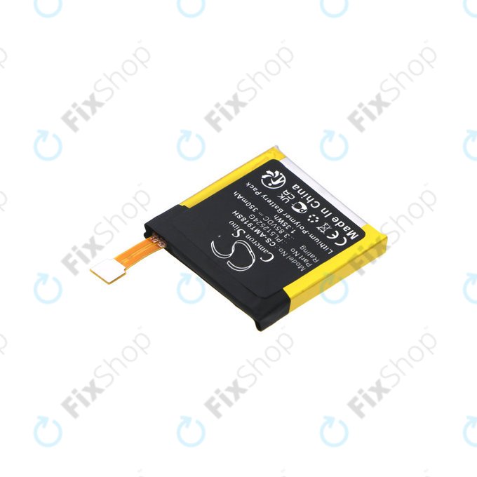 Batterie pour Amazfit A1801, A1808, A1918, T-Rex Verge Lite, 350mAh, Li-Pol, 3.85V, PL512524G, HQ