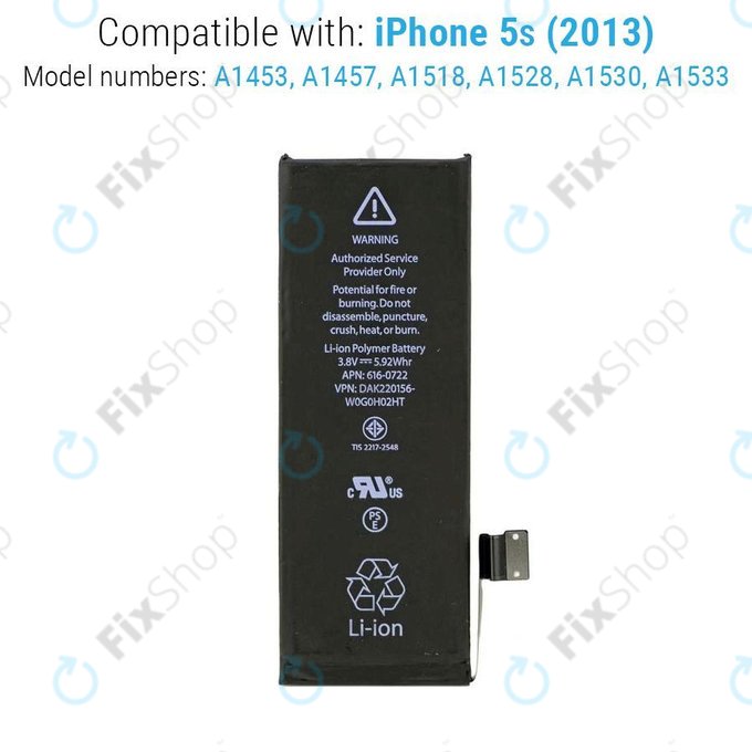 Apple iPhone 5S - Batterie 1560mAh FixPremium