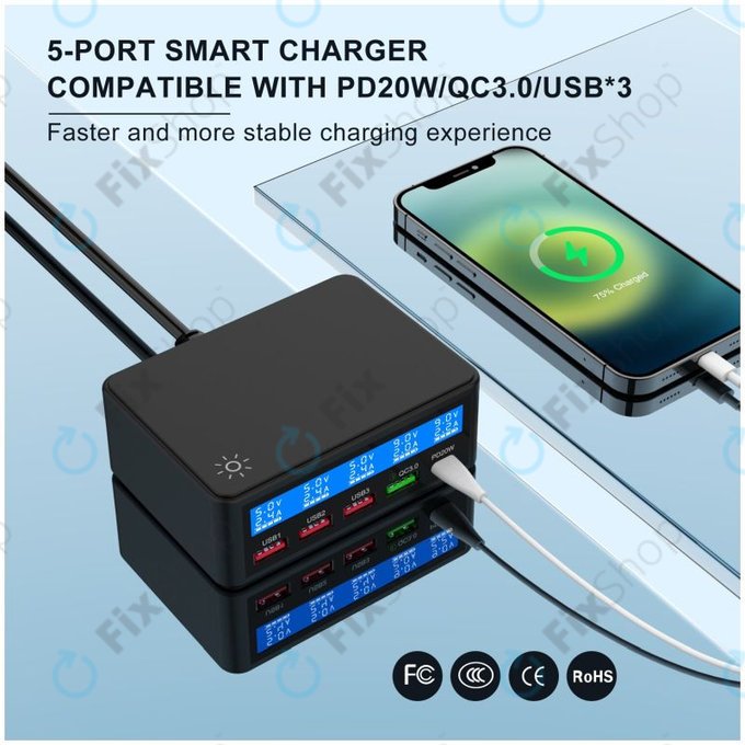 FixPremium - Station de recharge USB USB 3.0 et USB-C