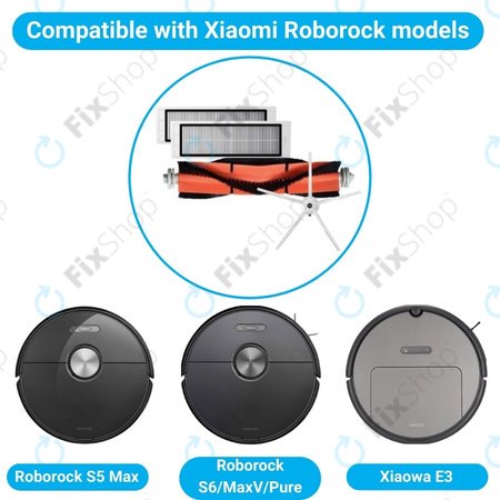 Xiaomi Roborock S5, S5 Max, S6, S6 MaxV, S6 Pure, S7, S7 MaxV, Mi Robot Vacuum Mop 1C, 1S, Xiaowa E2, Lite C10 - Kit de démarrage (Blanc)