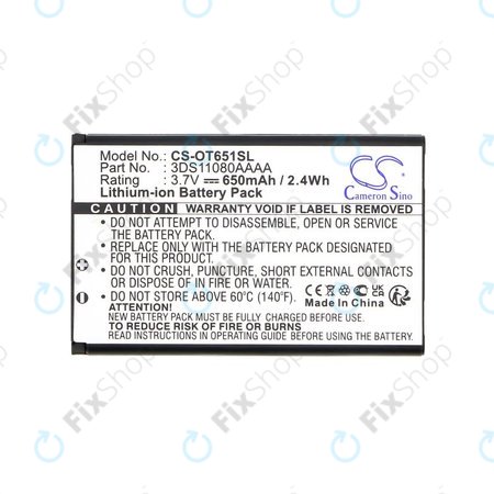 Batterie pour Alcatel Lollipops, 650mAh, Li-Ion, 3.7V, 3DS11080AAAA, HQ