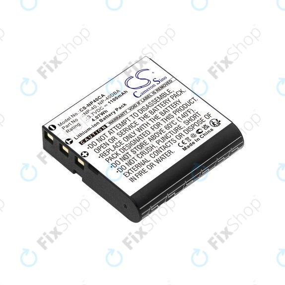 Batterie pour Casio Exilim Ex-FC100, 1100mAh, Li-Ion, 3.7V, NP-40, HQ