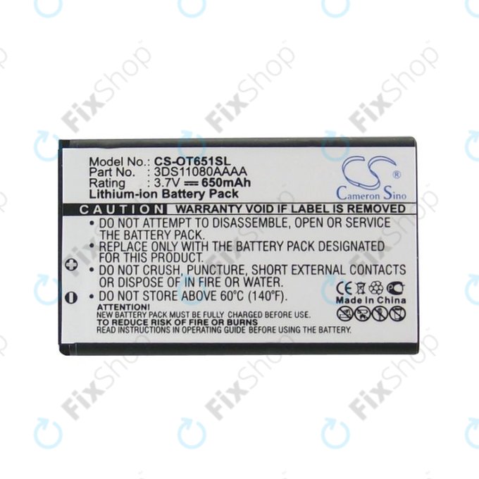 Batterie pour Alcatel Lollipops, 650mAh, Li-Ion, 3.7V, 3DS11080AAAA, HQ