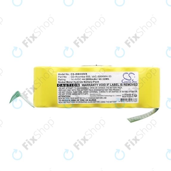 iRobot Roomba 500, 600, 700, 800, 900-series, R3, Scooba 450, Vileda 137173 - Batterie 11702, GD-Roomba-500, VAC-500NMH-33 14.4V 2800mAh HQ