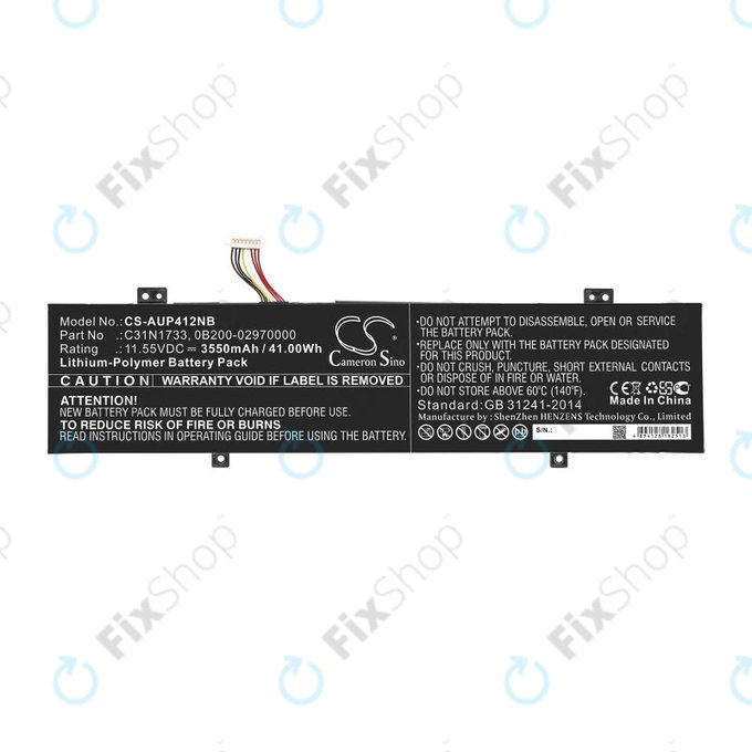 Batterie pour Asus VivoBook Flip 14 Tp412fa/ua, 3550mAh, Li-Pol, 11.55V, C31N1733, HQ