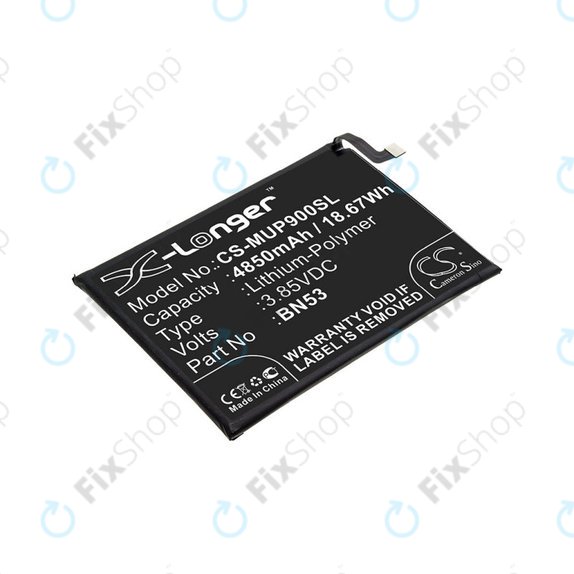 Batterie pour Xiaomi Redmi Note 9 Pro, 4850mAh, Li-Pol, 3.85 V, BN53, HQ