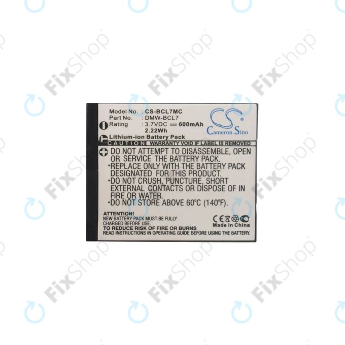 Panasonic Lumix DMC-F5, FH10, FS50, SZ3, SZ9, XS1 - Batterie DMW-BCL7 Li-Ion 600mAh HQ