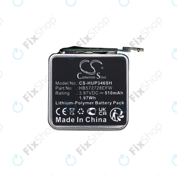Batterie pour Huawei Watch GT3 Pro 46mm, 510mAh, Li-Pol, 3.87V, HB572728EFW, HQ