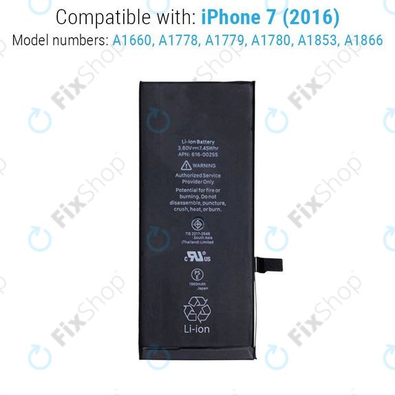 Batterie pour iPhone 7, 1960mAh, FixPremium