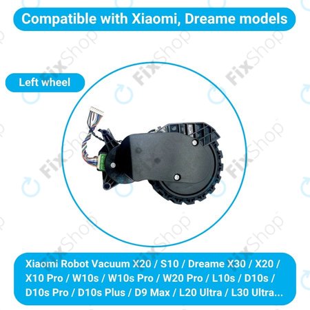 Xiaomi Robot Vacuum X20, S10, Dreame X30, X20, X10 Pro - Roue avec moteur (gauche) (Noir)