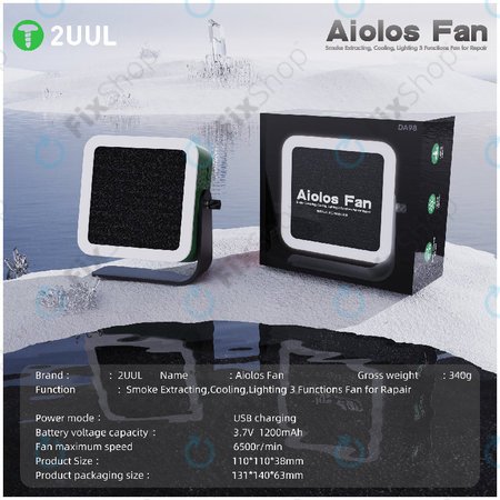 Extracteur de fumée et ventilateur de refroidissement avec éclairage LED, 2UUL DA98