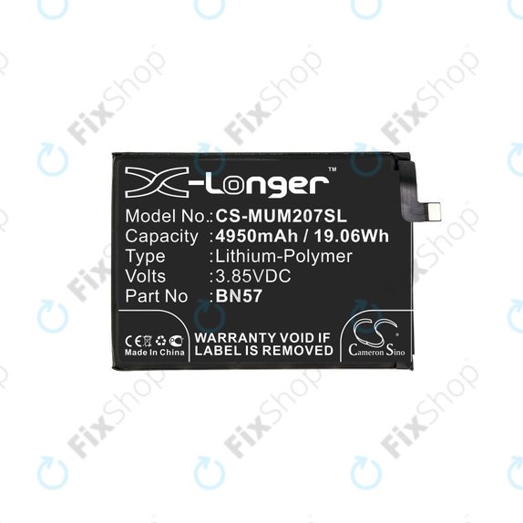 Batterie pour Xiaomi Poco X3 NFC M2107J20CG, 4950mAh, Li-Pol, 3.85 V, BN57, HQ