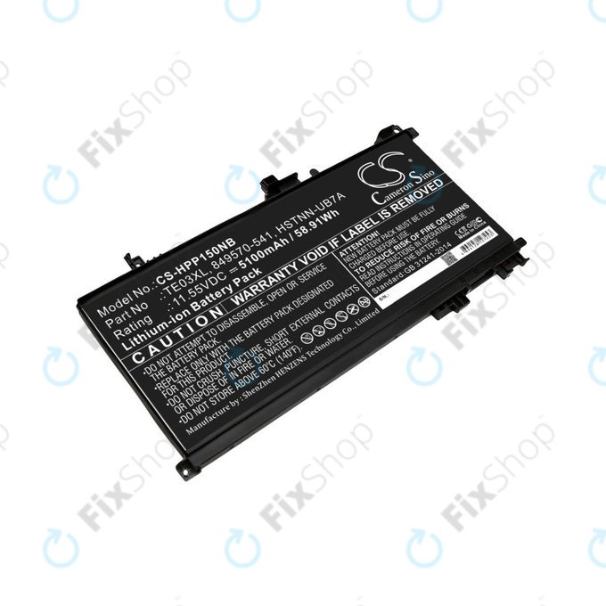 Batterie pour HP Omen 15, Pavilion 15, WASD 15, 5100mAh, Li-Ion, 11.55V, TE03XL, HQ