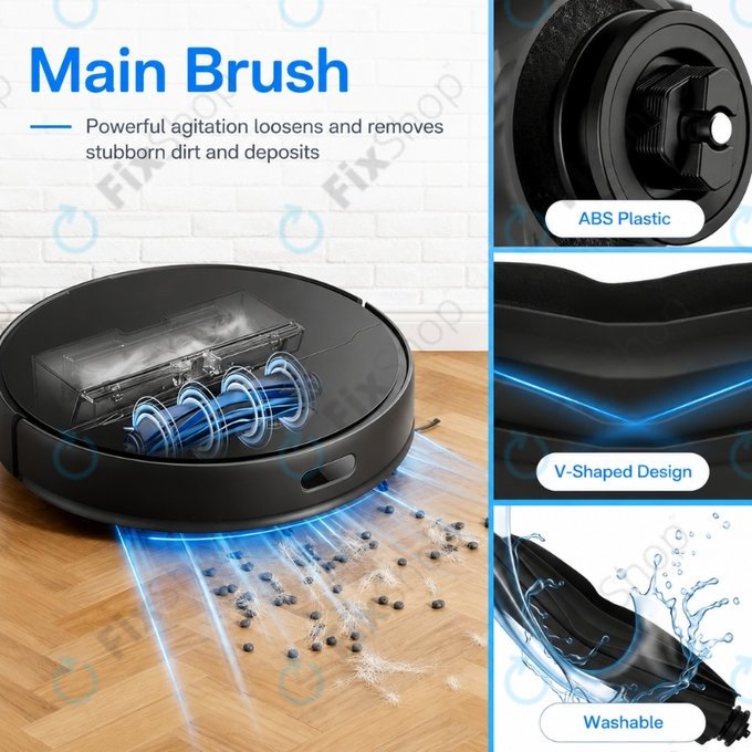 Kit de pièces de rechange pour Xiaomi Dreame D9 Max Gen2, D10s, D10s Pro (1x Brosse principale, 2x Filtre, 2x Brosse latérale – noire)
