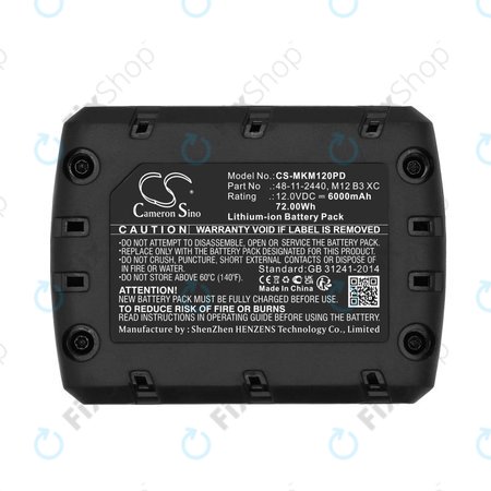 Batterie pour Milwaukee M12 Redlithium XC 4.0, 6000mAh, Li-Ion, 12V, M12 B3 XC, M12 B4 XC, HQ