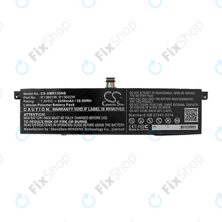 Batterie pour Xiaomi Inchmi Aair 13.3, Xiaomi Mi Notebook Air 13.3 2018, 5250mAh, Li-Pol, 7.6V, R13B01W, HQ