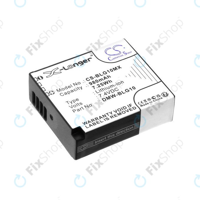 Batterie pour Leica D-Lux Type 109, Panasonic Lumix DMC-GF3, GX7, LX100, 980mAh, Li-Ion, 7.4V, DMW-BLG10, HQ