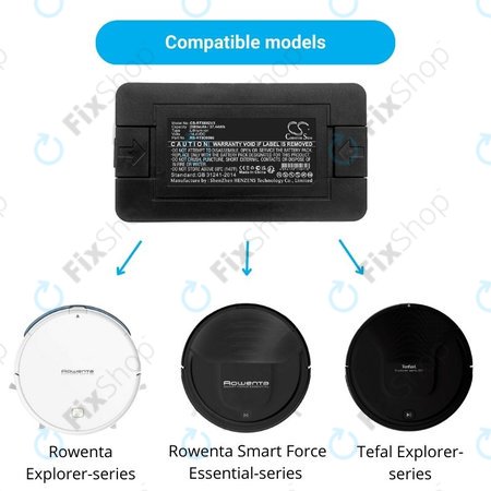 Rowenta Série Explorer, série Smart Force Essential, série Tefal Explorer - Batterie RS-RT900866 2600mAh HQ