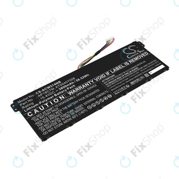 Batterie pour Acer ConceptD 3, Spin 5, Swift 3, 5, X, Travelmate Spin P4, 3800mAh, Li-Pol, 15.4V, AP18C7M, HQ