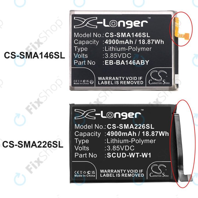 Batterie pour Samsung A22 5G A226B, 4900mAh, Li-Pol, 3.85 V, SCUD-WT-W1, HQ