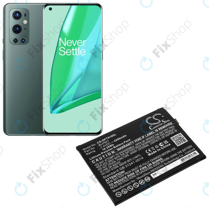 Batterie pour OnePlus 9 Pro LE2121 LE2125, 2200mAh, Li-Pol, 7.4 V, BLP827, HQ