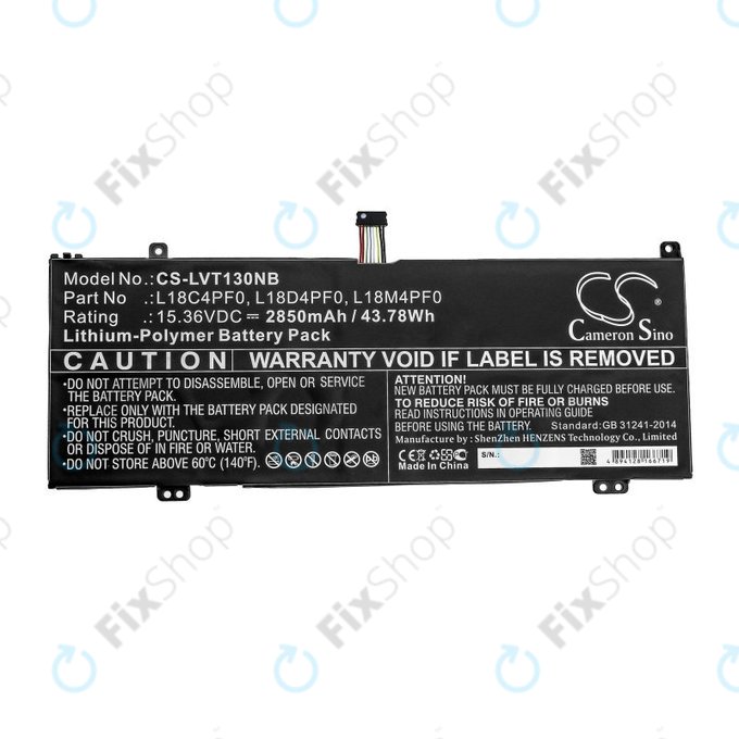 Batterie pour Lenovo ThinkBook 13s, 14s, 2850mAh, Li-Pol, 15.36V, L18C4PF0, HQ