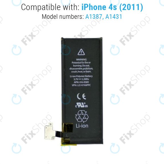Batterie pour iPhone 4S, 1430mAh