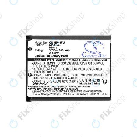 Batterie pour Leica, ALBA, Fujifilm, Avision, Praktica, Medion, 660mAh, Li-ion, 3.7V, NP-45, HQ