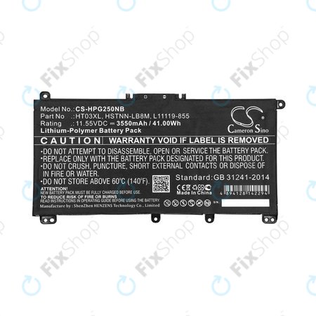 Batterie pour HP Pavilion 14, 15, 17, 3550mAh, Li-Pol, 11.55V, HT03XL, HQ
