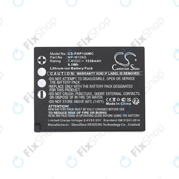 Batterie pour Fujifilm Finepix Hs30, X-T30, 1230mAh, Li-Ion, 7.4V, NP-W126S, HQ