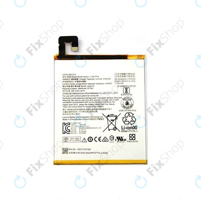 Lenovo Tab 4 8 TB-8704F - Batterie 4850mAh L16D1P34, L20D1P31