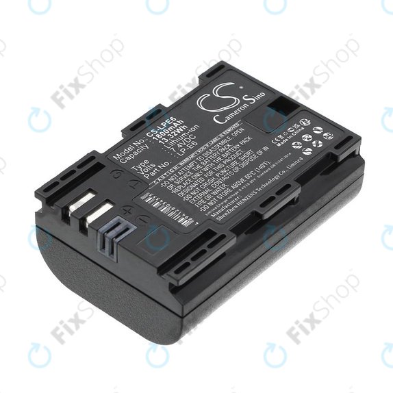 Batterie pour Canon EOS 60D, 5D Mk II, 7D, 1800mAh, Li-Ion, 7.4V, LP-E6, HQ