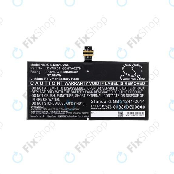 Batterie pour Microsoft Surface Pro 4, 5050mAh, Li-Pol, 7.5V, DYNR01, HQ